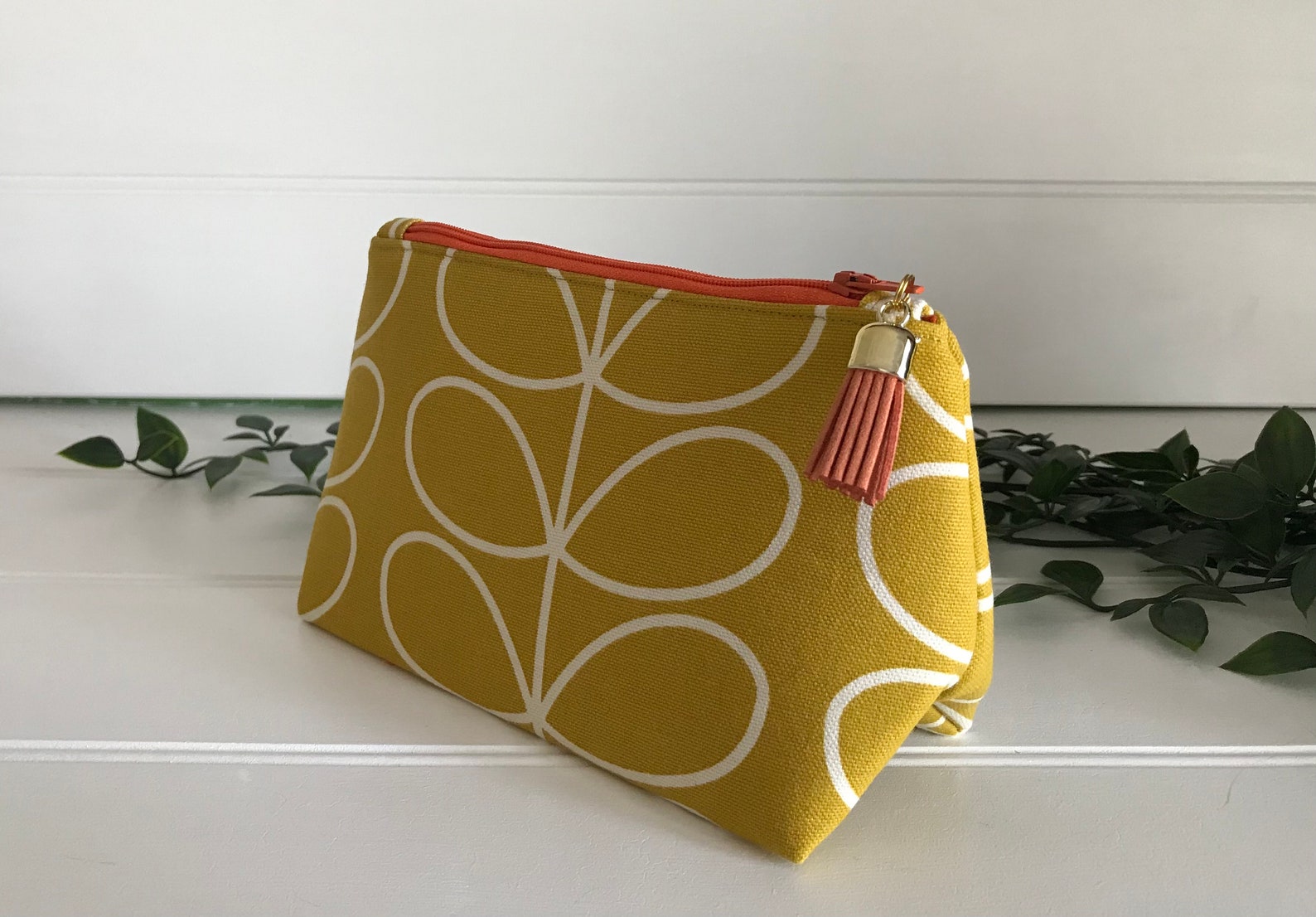 Orla Kiely Make up Bag Ochre Linear Stem Orla Kiely Make Up Etsy