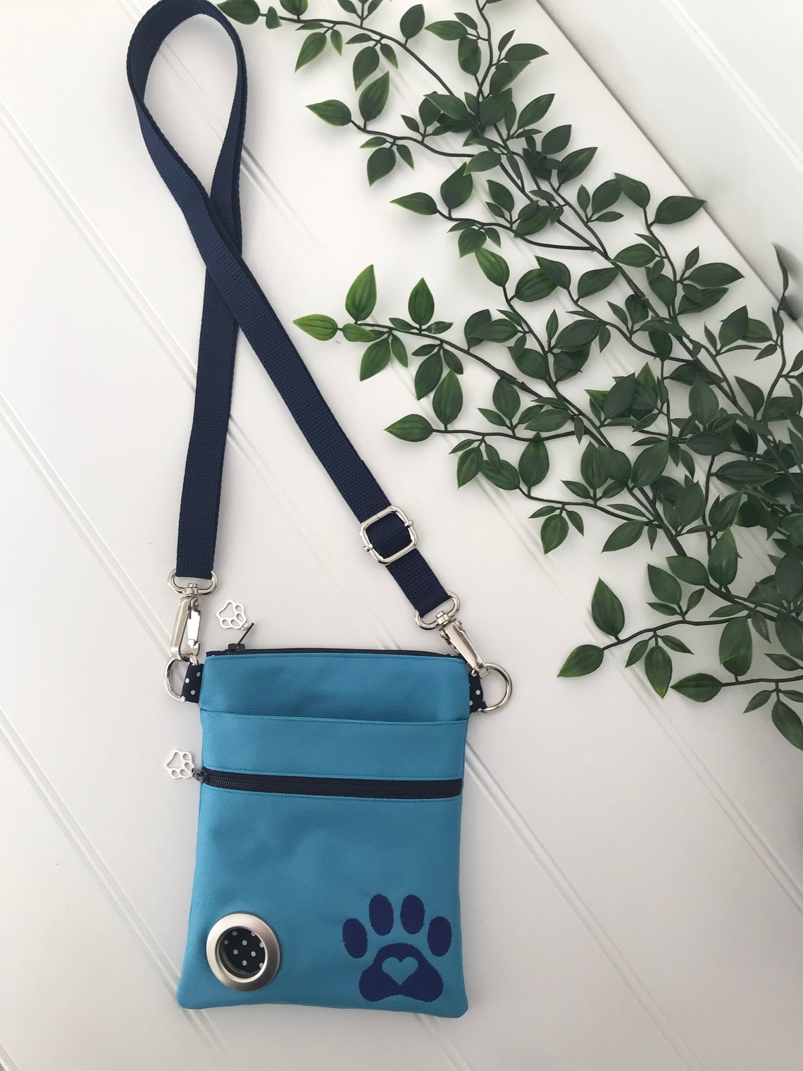 Turquoise Waterproof Dog Walking Bag With Embroidered Paw Etsy UK