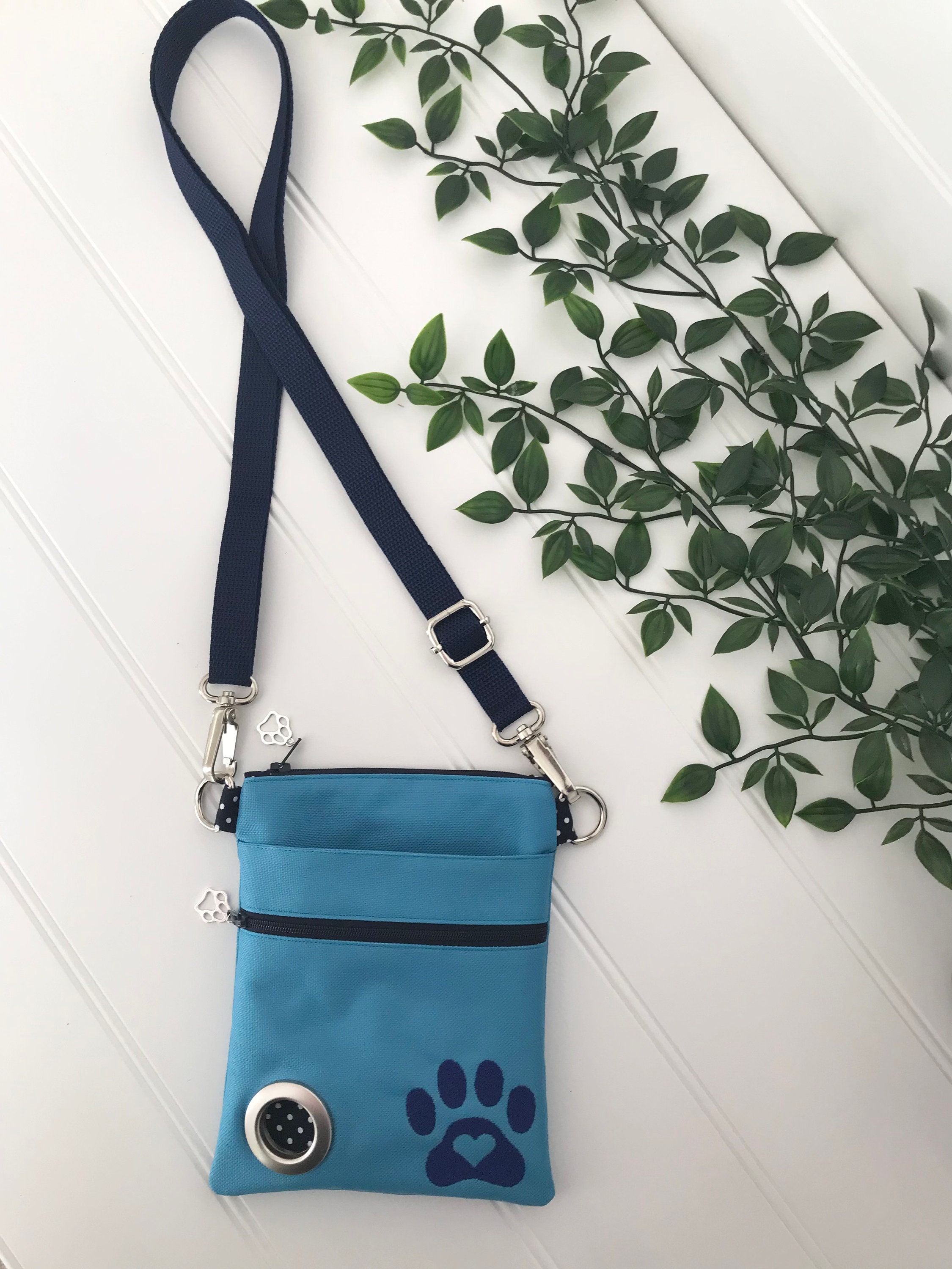 Turquoise Waterproof Dog Walking Bag With Embroidered Paw Etsy UK