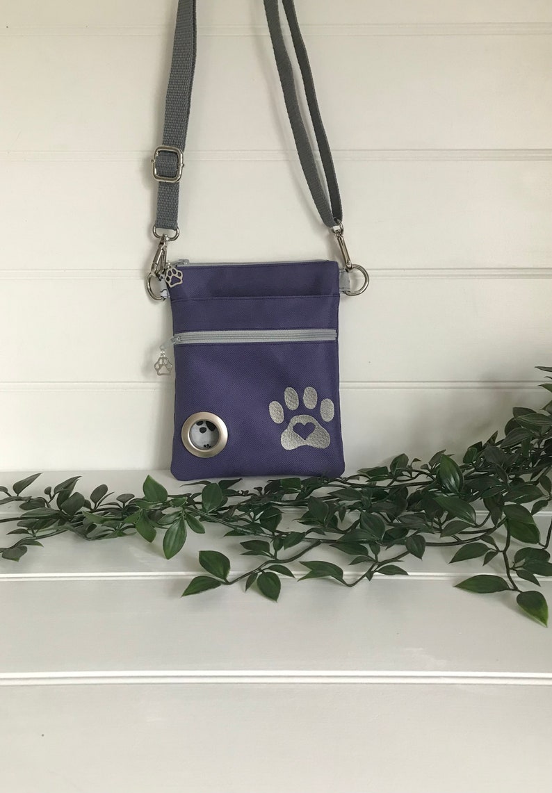 Purple Waterproof Dog Walking Bag With Embroidered Paw Etsy UK
