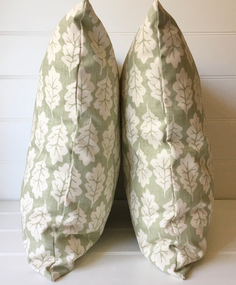 Sage Green Cushion Cover With Cream Oak Leaf Design Green Etsy UK