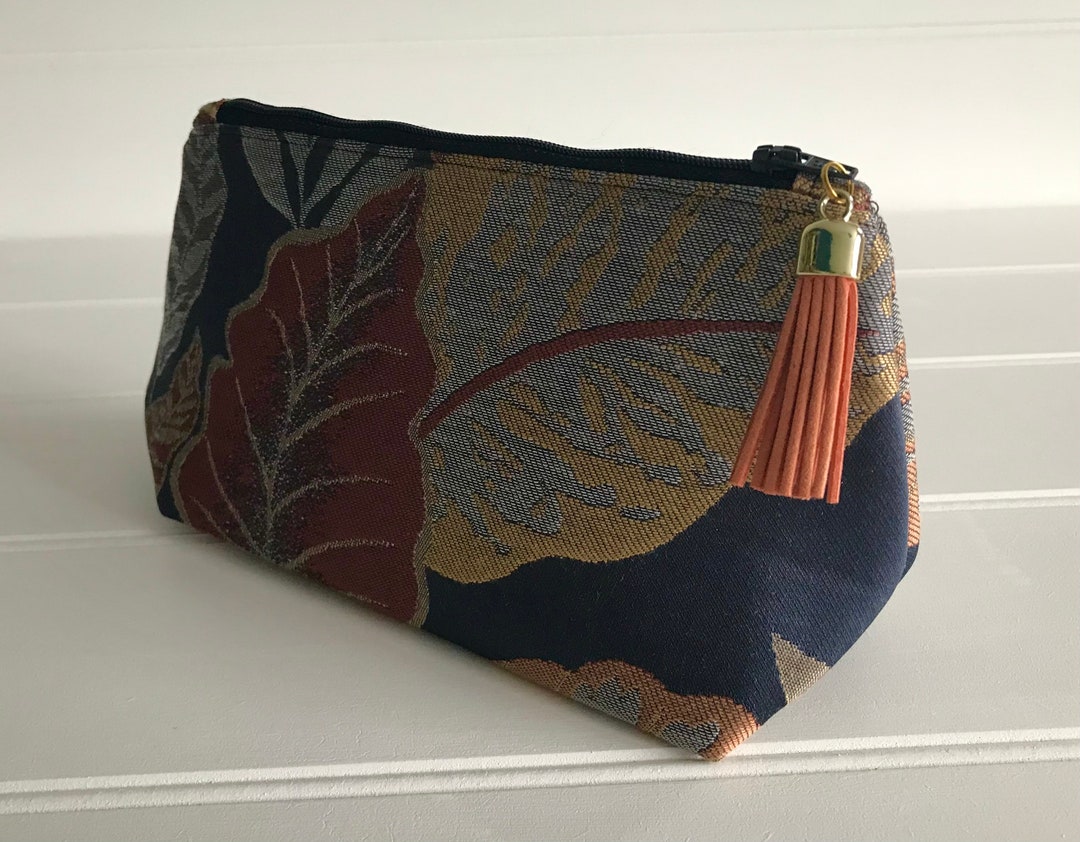 Jungle Leaf Make up Bag in Autumn Colours, Luxury Cosmetic Bag With ...