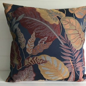 Jungle Leaf Cushion Cover in Autumn Colours, Autumn Home Decor with Leaf Design, Autumn Cushion for Lounge or Bedroom, Luxury Autumnal Decor