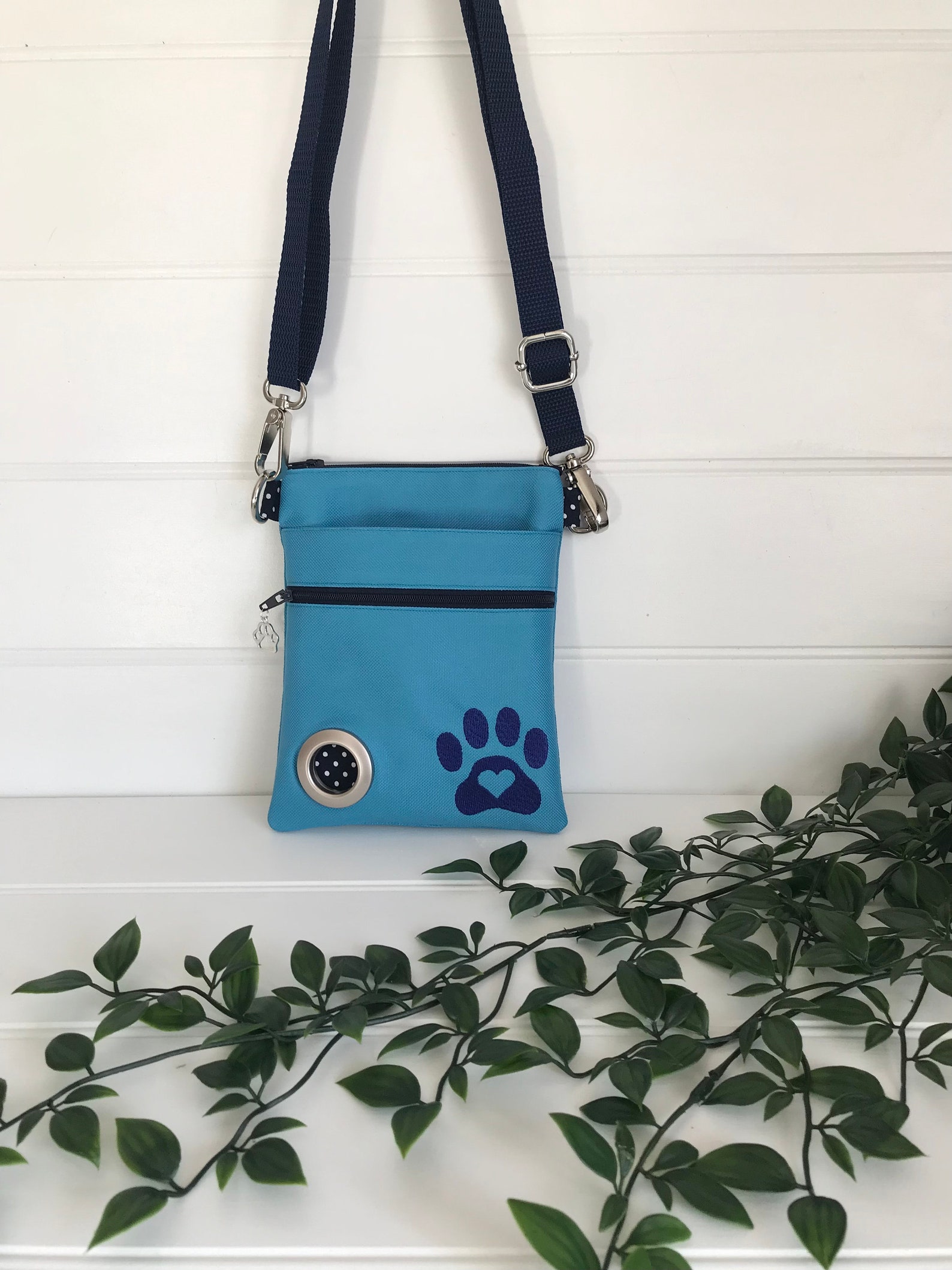 Turquoise Waterproof Dog Walking Bag With Embroidered Paw Etsy UK