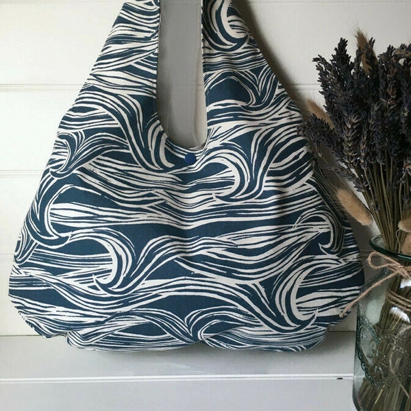 Waves Design Shoulder Bag,Waves bag,hand bag,boho bag,shopping bag,fabric bag