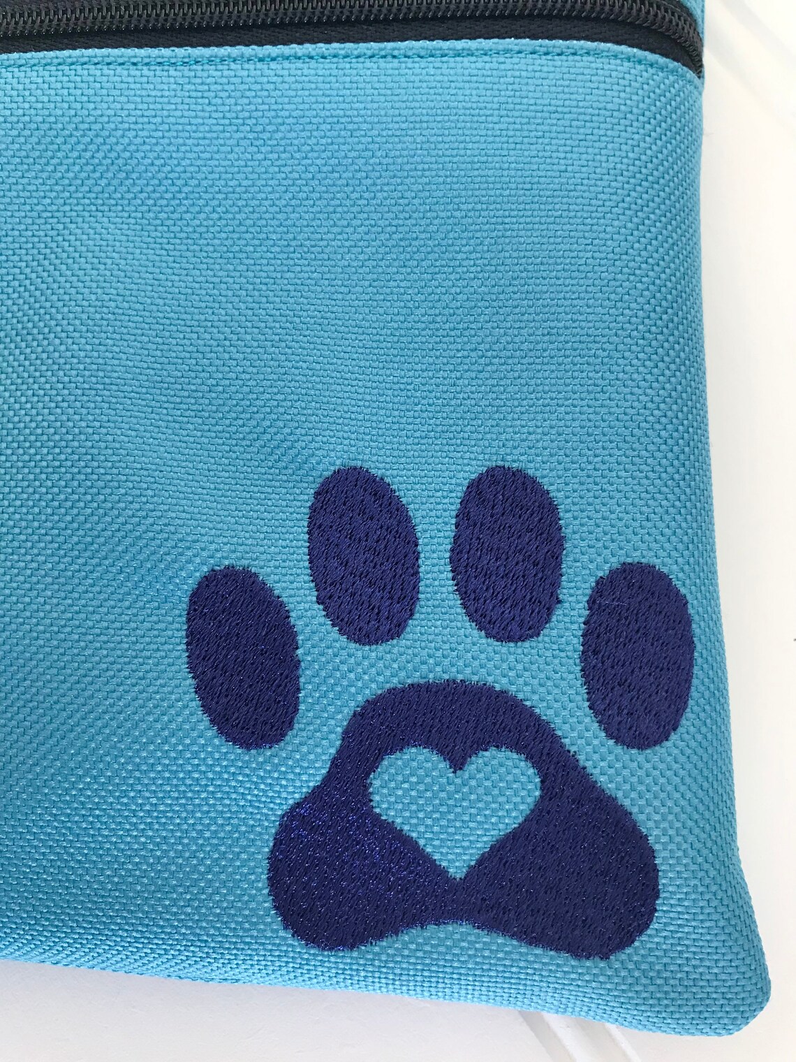 Turquoise Waterproof Dog Walking Bag With Embroidered Paw Etsy UK
