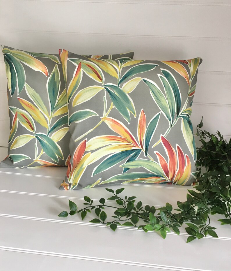 Botanical Summer Cushion Covers With a Tropical Leaf Design Etsy
