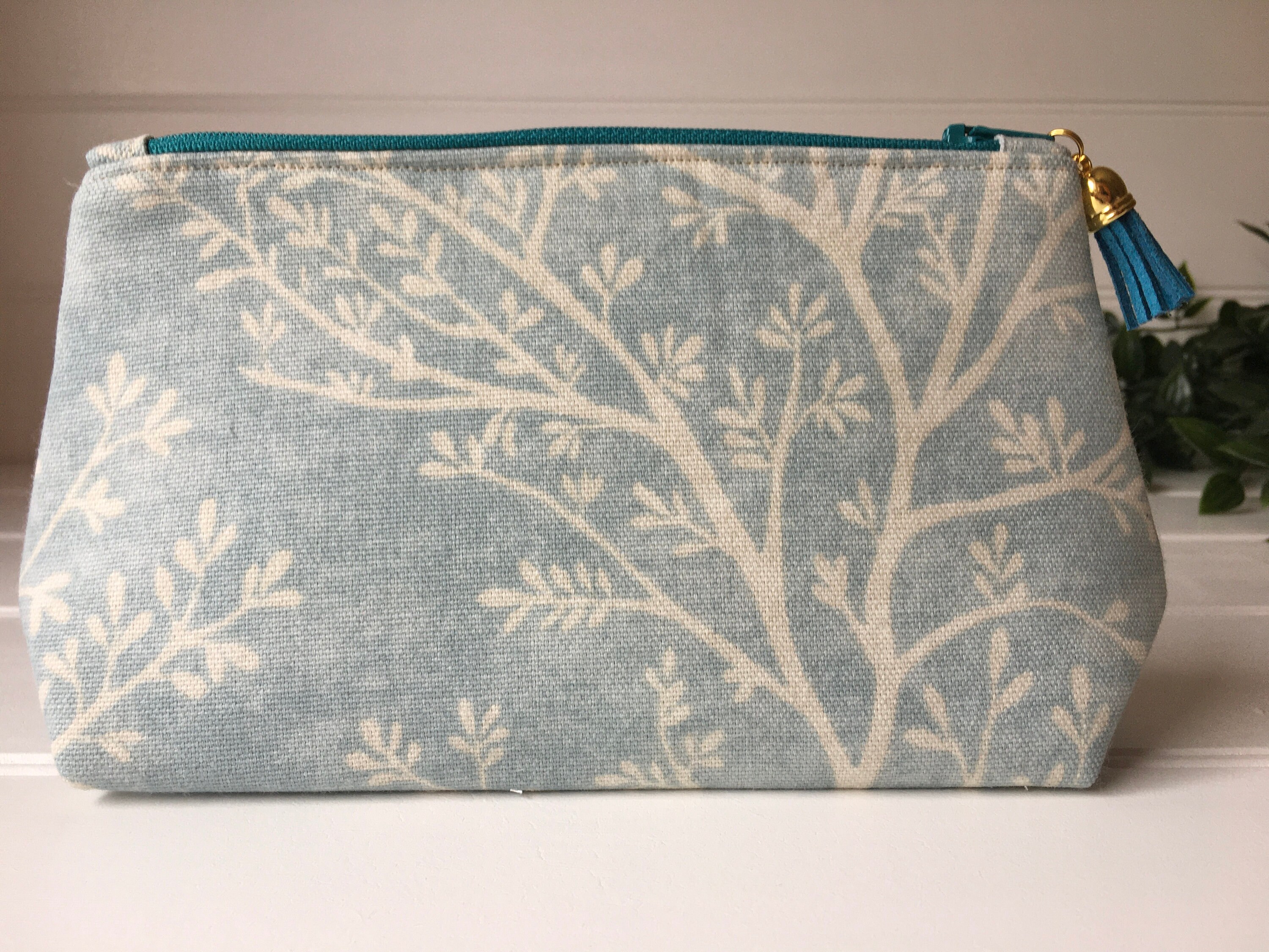 Duck Egg Blue Make up Bag With Teal Zip Spring Tree Make up Etsy UK