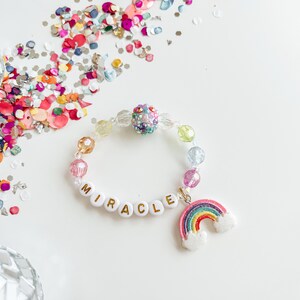 Rainbow Beaded Miracle Bracelet, Rainbow Baby Gifts, Rainbow After the Storm, Newborn Gifts, Toddler Gifts, Toddler Accessories