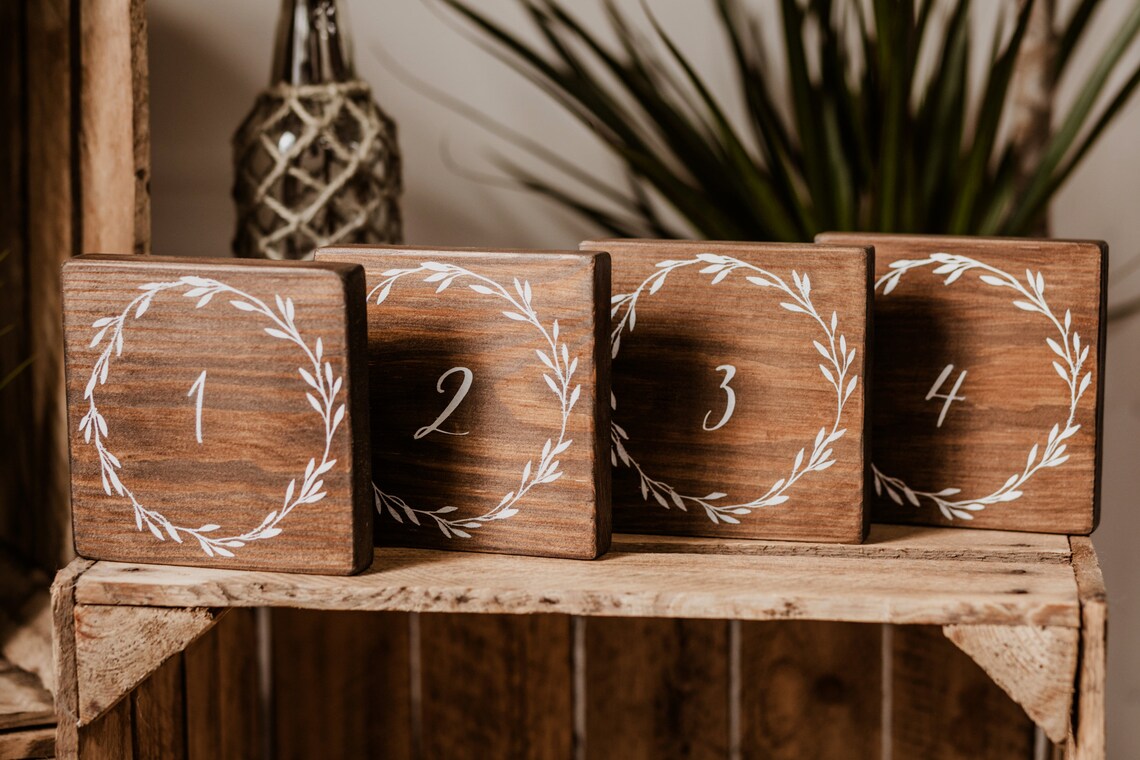 Rustic Hand Painted Table Numbers for Wedding Decor Etsy