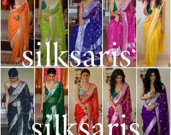 Readymade Banarasi Georgette Antique Zari Weaving Bridal Pure Special Occasion Exclusive Saree Designer Chiffon Sari Women Blouse Wedding