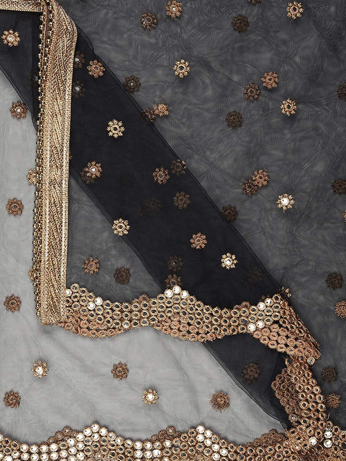 Black Embellished Net Dupatta Indian Pakistani Designer Chunni Etsy