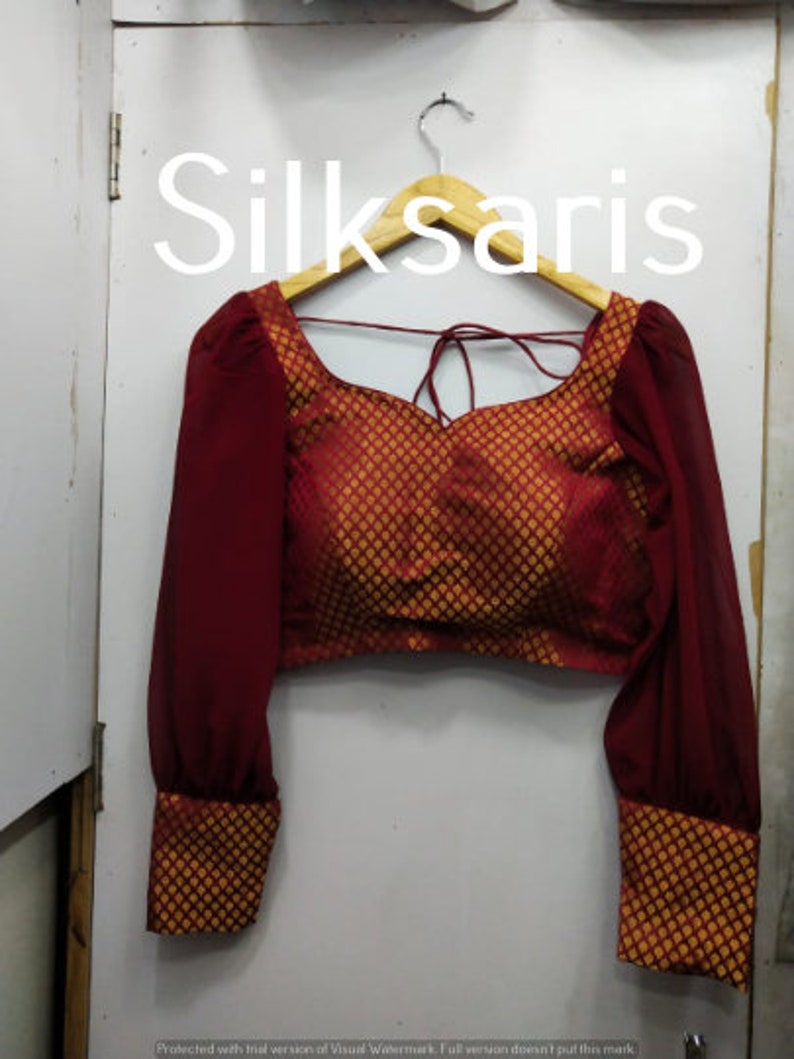 Designer Banarasi Brocade Art Silk Readymade Padded Choli Stitched Saree Blouse Top Tunic Blouse For Bridal Bridesmaid Wedding Wear Blouse