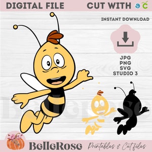 Willy the bee Maya die biene Willie Digital cut file SVG PNG JPG Silhouette studio Cricut - Instant download