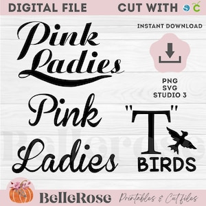 Fichier de coupe numérique pour femme rose T-Birds Grease Logo veste en cuir pour vinyle autocollant transfert htv SVG Silhouette studio Cricut - téléchargement immédiat