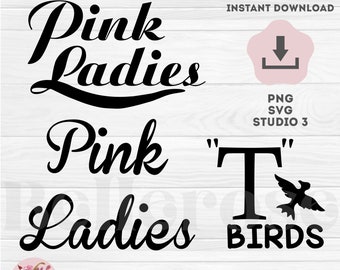 Pink Ladies T-Birds Grease Logo Leather jacket digital cut file for vinyl decal htv transfer SVG Silhouette studio Cricut - Instant download
