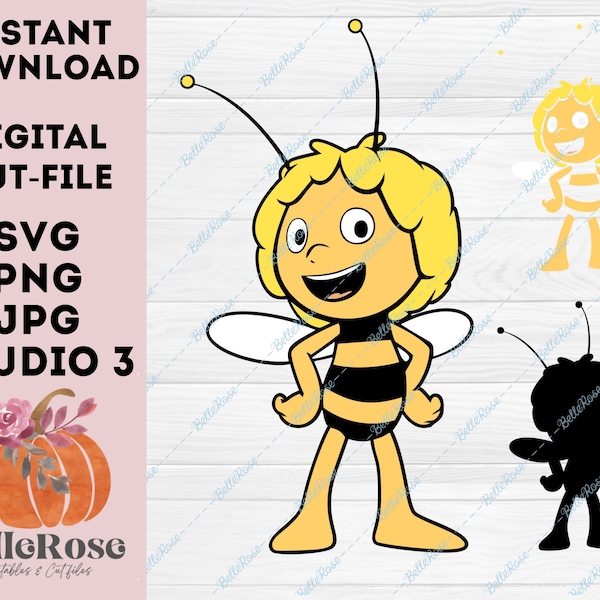 Maya the bee Maya die biene Maja de bij Digital cut file SVG PNG JPG Silhouette studio Cricut - Instant download