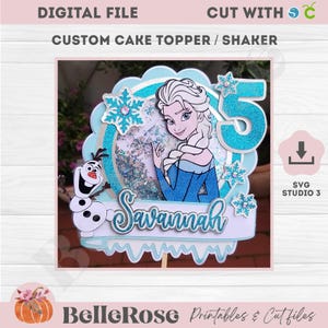 Adorno para tarta de cumpleaños personalizado inspirado en Elsa, adorno para tarta de cumpleaños, archivo SVG de corte Cricut Silhouette Studio - Descarga digital
