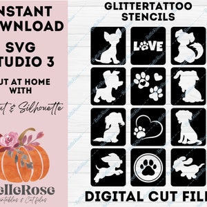 Glittertattoo pochoirs Tatouages Paillettes SVG Babyshower Fichier de découpe Téléchargement Numérique Cricut Silhouette Cameo Studio 3