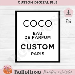 Custom Digital Designer label COCO Perfume party sticker Parfum bottle PDF printable file - Digital download