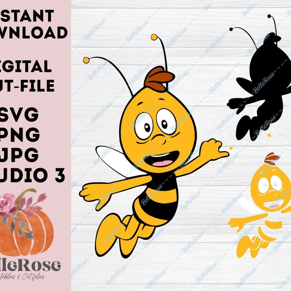 Willy the bee Maya die biene Willie Digital cut file SVG PNG JPG Silhouette studio Cricut - Instant download