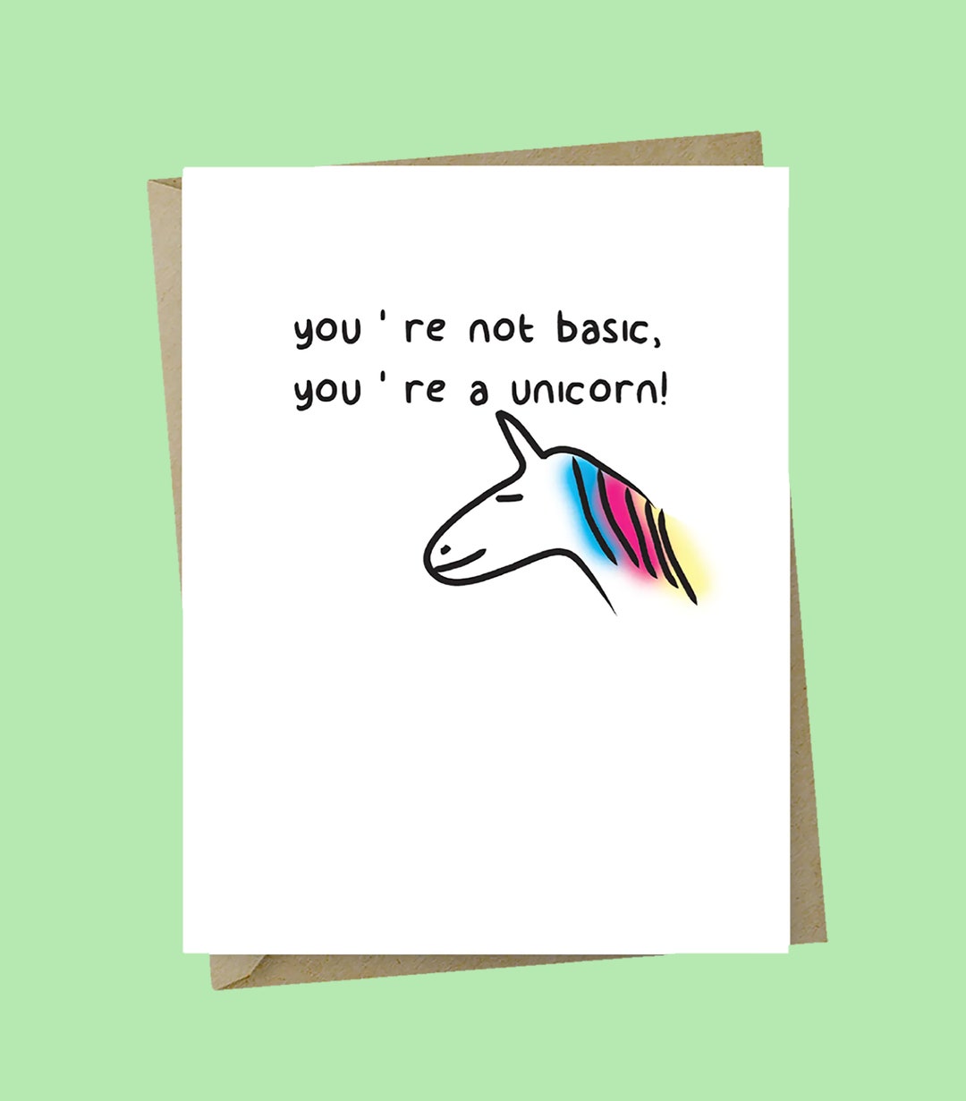 You're Not Basic You're a Unicorn Best Friend Card Etsy