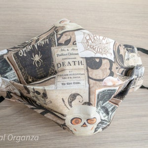 Face Mask | Halloween Vintage Style, Two Layer Cotton Pleated Face Mask with Filter Pocket