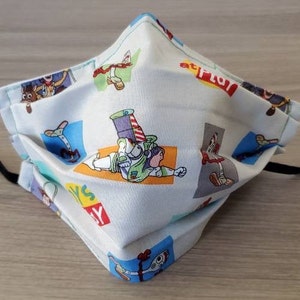 ToyStory | You&#39;ve got a friend in me Cotton 2-Layer Mask w/Filter Pocket, Adult & Kid Sizes, Woody, Buzz, Forky, Pixar, family, stars, toys