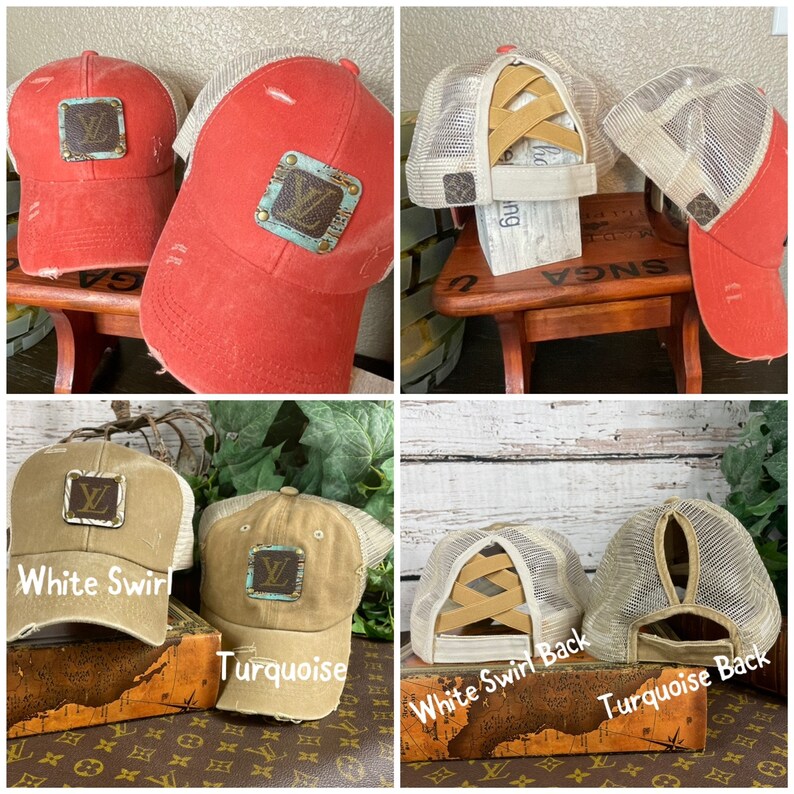 Upcycled high ponymessy bun ball cap
