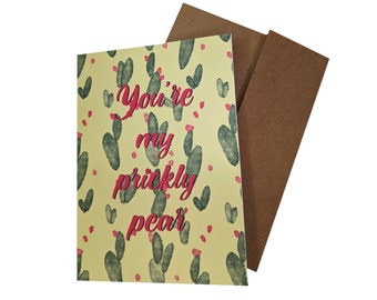 Prickly Pear Valentine's Day Card | 5x7 Card with Kraft Envelope