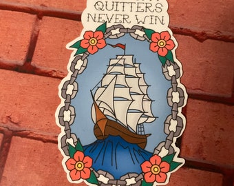 Quitter’s Never Win - Fall Out Boy - Matte Vinyl Sticker - Decal For Laptops, Water Bottles, Phone Case