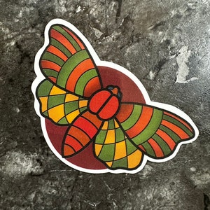 Moth - Traditional Tattoo Sticker - Matte Vinyl Sticker - Decal For Laptops, Water Bottles, Phone Case