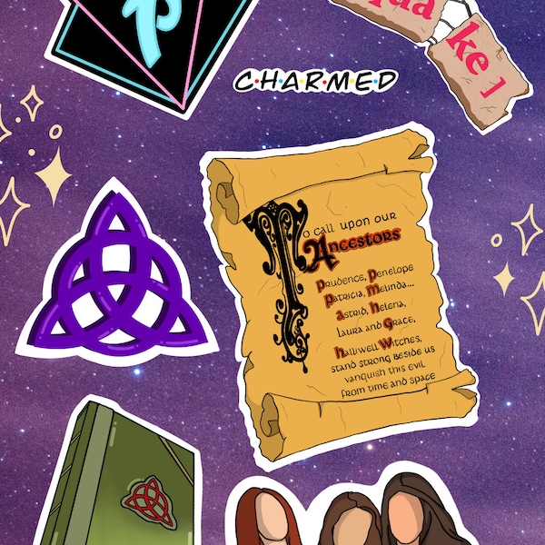 Pack d'autocollants Charmed - Sticker vinyle mat - Stickers pour ordinateurs portables, bouteilles d'eau, étuis de téléphone