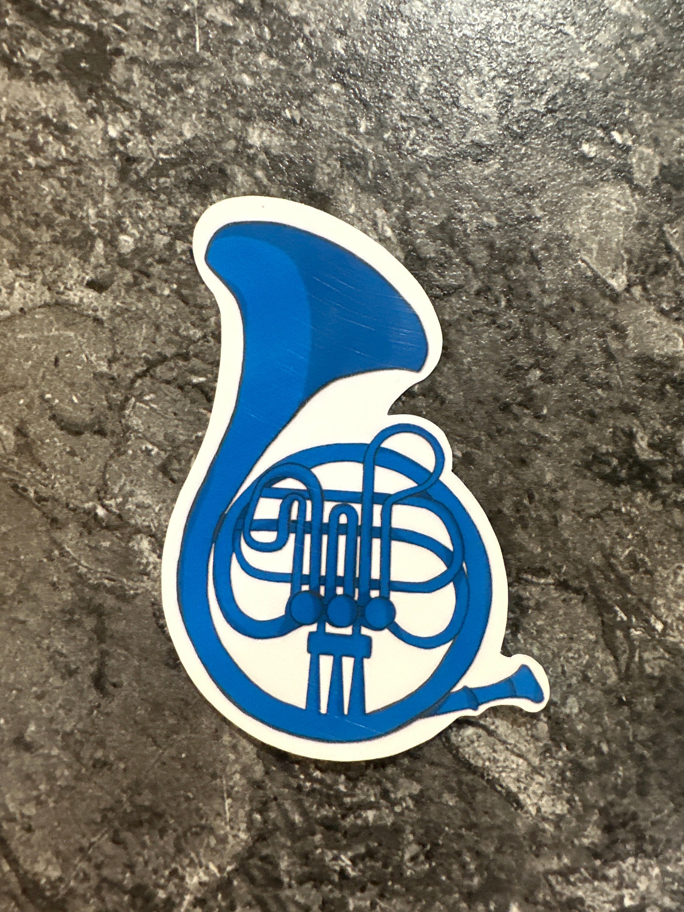 Blue French Horn Tattoo