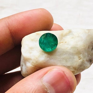 1 Pc 3 ct Natural Zambia Emerald Faceted  Cut Gemstone, Loose Gemstone, Emerald Cut Stone , Jewellery & Ring Making , Round Gemstone