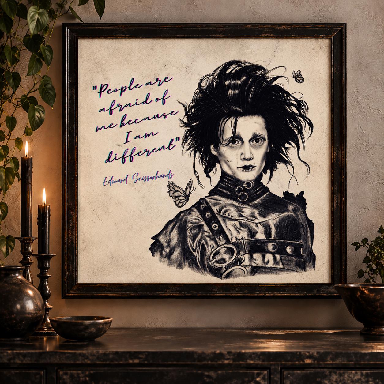Edward Scissorhands Quote Art Print, Gothic Movie Wall Decor