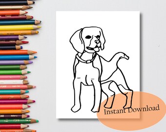 Coloring Page Beagle Etsy