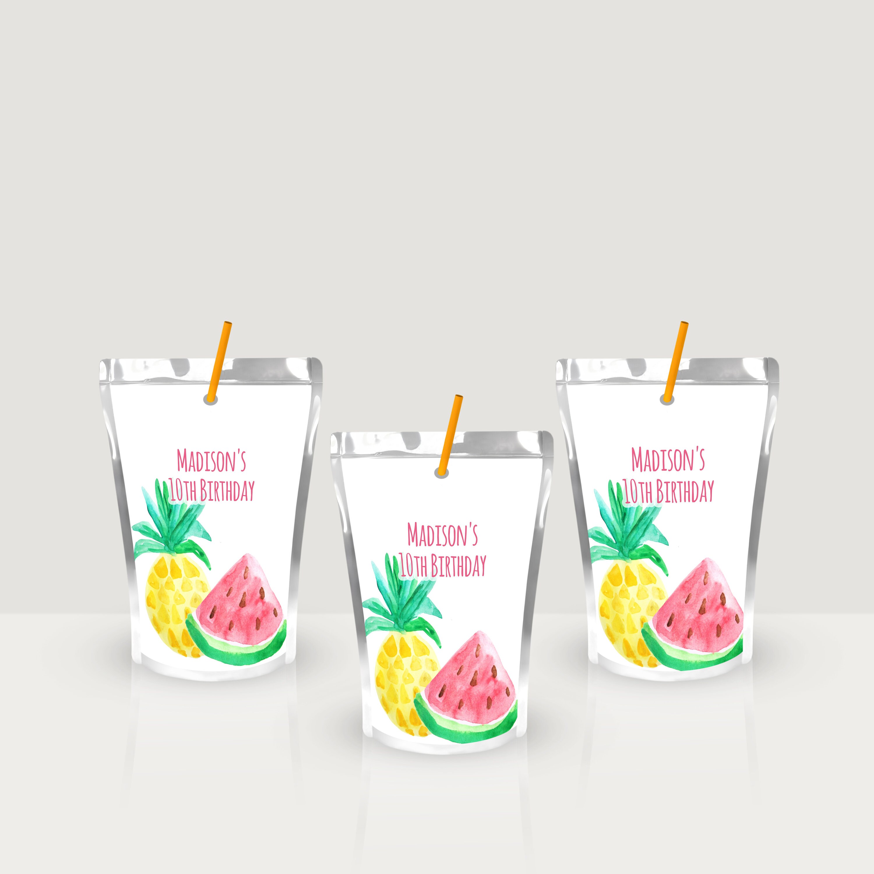 Editable Tropical Juice Pouch Label Template Tropical Etsy
