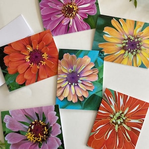 Note cards, Cards, Zinnia Floral Blank Note Cards, Photographed Flower Notes, Assorted Zinnia Note Cards with Envelopes, Folded Stationery