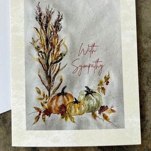Sympathy Card, Boxed Sympathy Cards, pumpkin Sympathy card, Watercolor Sympathy card, fall sympathy card, pumpkins, corn stalks, autumn