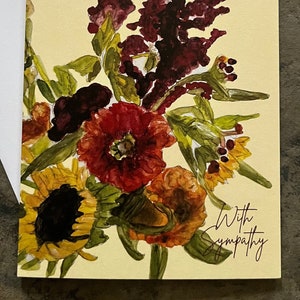 Sympathy Card, Boxed Sympathy Cards, Flowered Sympathy card, Watercolor Sympathy card, With sympathy card,