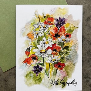 Sympathy Card, Boxed Sympathy Cards, Flowered Sympathy card, Watercolor Sympathy card, Daisy sympathy card