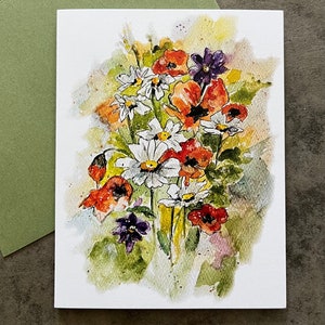 Note cards, Cards, Summer Floral Blank Note Cards, Watercolor Flower Notes, Daisy notecards, Flower cards with Envelopes, Folded Stationery