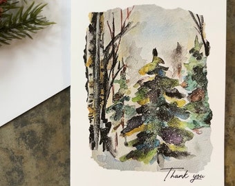 Sympathy Thank You Notes, Boxed Sympathy Notes, Funeral Acknowledgment cards, Tree Sympathy card, Funeral Thank you, Winter Sympathy Note