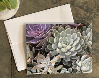 Succulent Note Cards: Floral Blank Cards with Envelopes - Set of 6