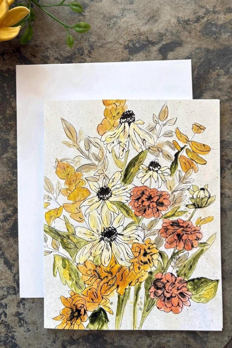 Watercolor Floral Note Card Set: Dahlia Stationery With Envelopes - Etsy