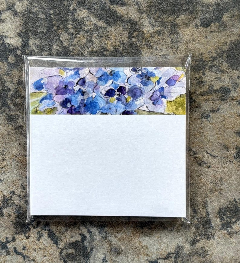 Sticky Note Watercolor Hydrangea Sticky Notes: Watercolor Design, Set of 2 - Etsy