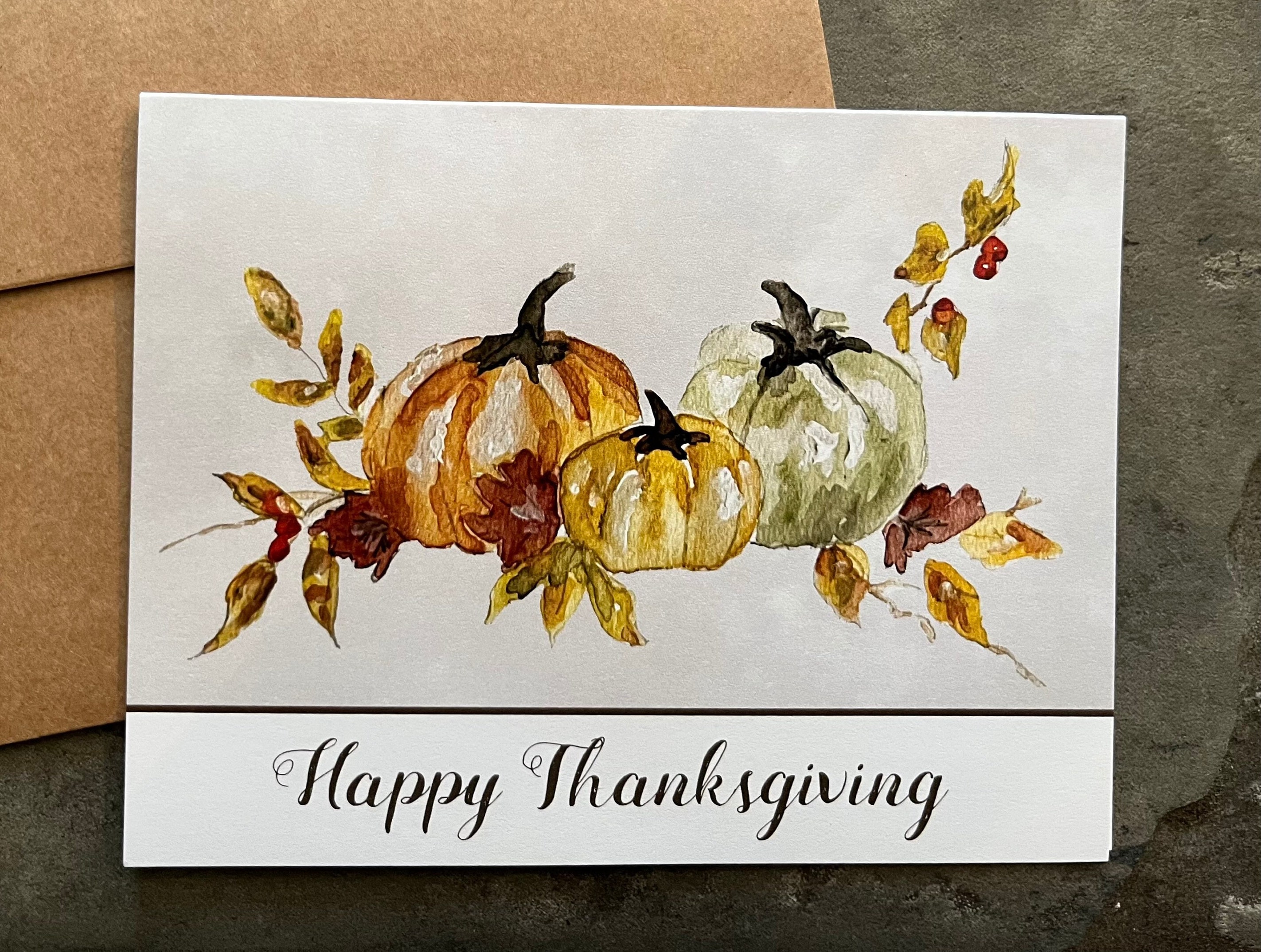 Watercolor Pumpkin Thanksgiving Cards - Box of 6 - Etsy