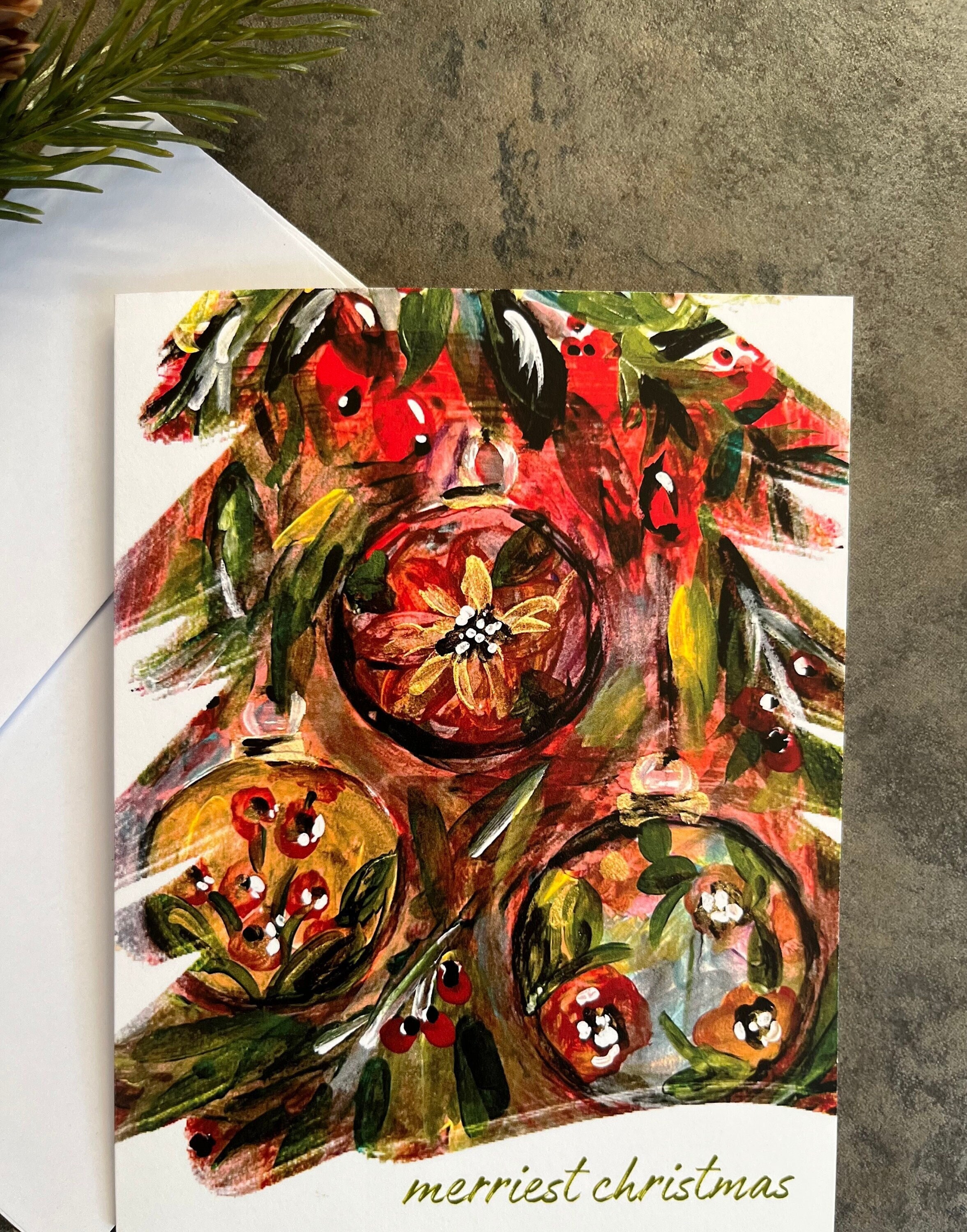Holiday cards, Christmas cards, tree, ornaments, boxed greeting cards, contemporary tree, boxed holiday cards, merry Christmas card
