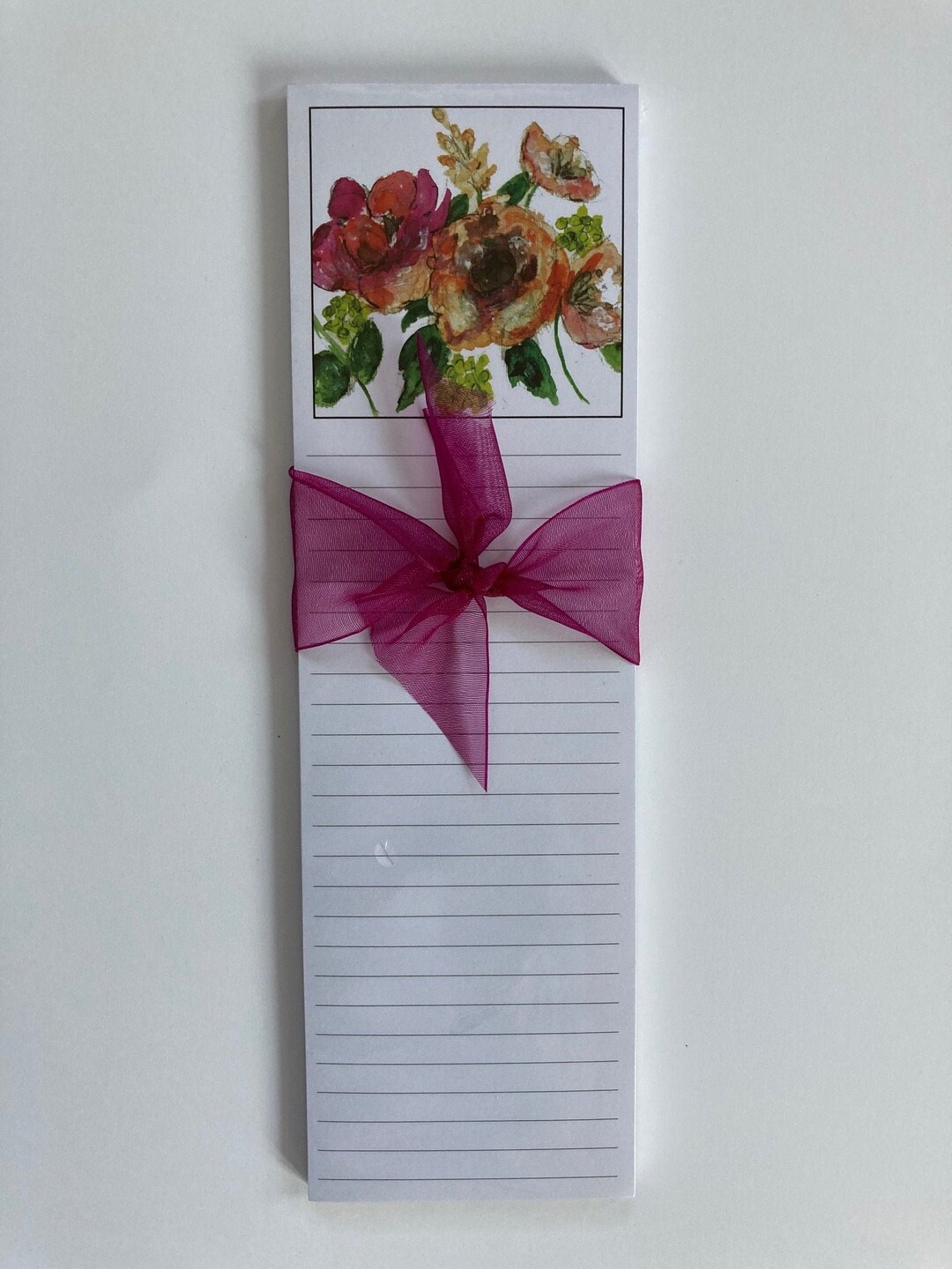 Floral Magnetic Notepad: Pink Ribbon, Lined Paper (9x2.75 Inches) - Etsy